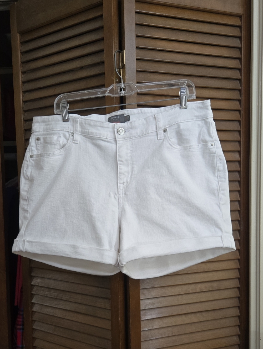 torrid White Cuffed Denim Shorts